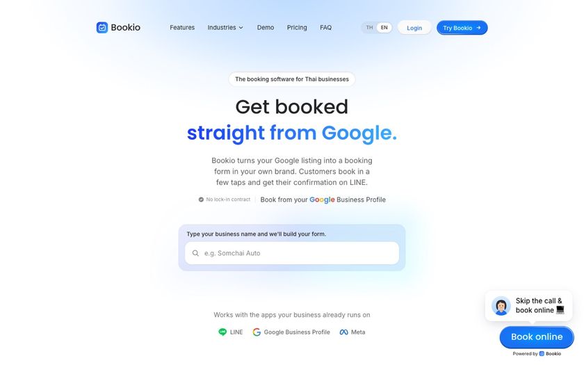 Bookio website homepage