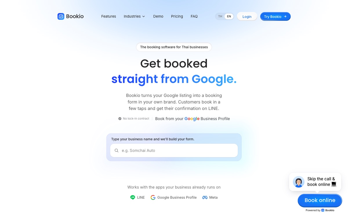 Bookio website homepage