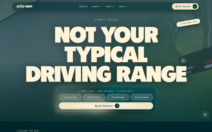 Golfnest website homepage